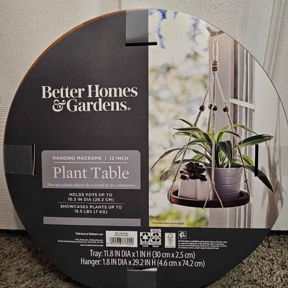 Better Homes And Gardens Hanging Macrame Plant Table - Brown